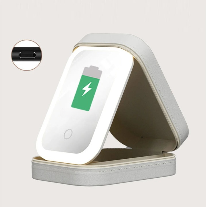 Boîte à Maquillage & Bijoux de Voyage avec Miroir LED