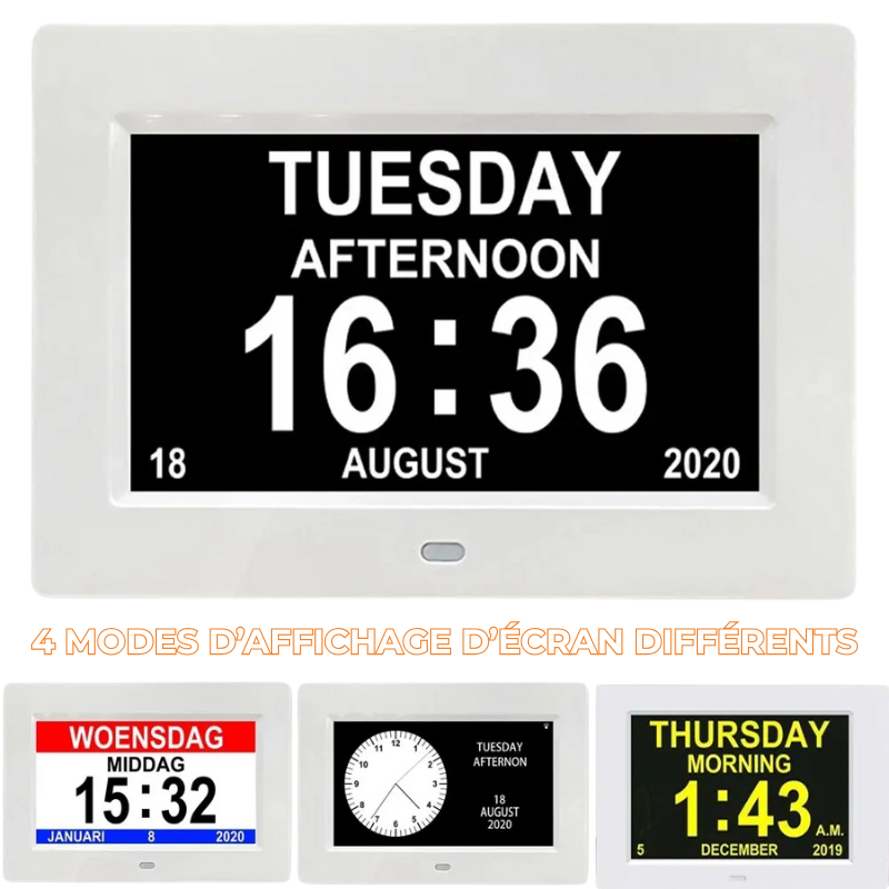 Horloge Digitale Grand Écran et 12 alarmes – Rappel Médical Senior