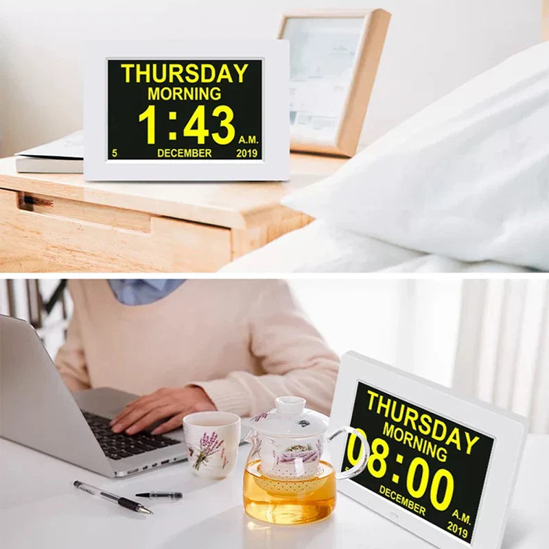 Horloge Digitale Grand Écran et 12 alarmes – Rappel Médical Senior
