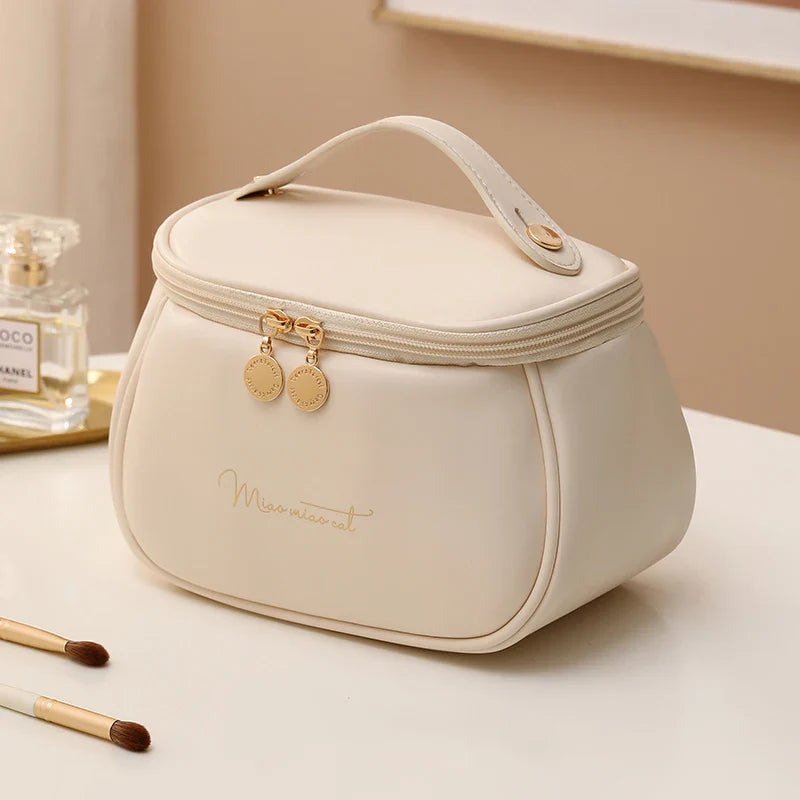 Trousse de Toilette en Cuir PU - Praticité & Grande Capacité