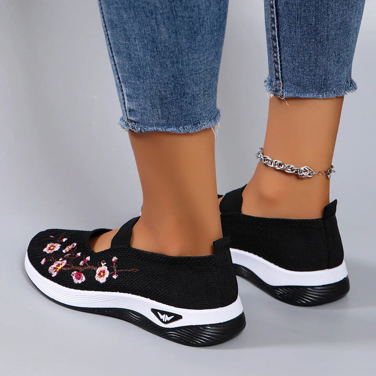 Mocassins en Maille avec Broderie Florale - Printemps