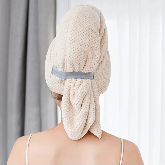 Turban de Bain Super Absorbant avec Bande Élastique - Séchage Express