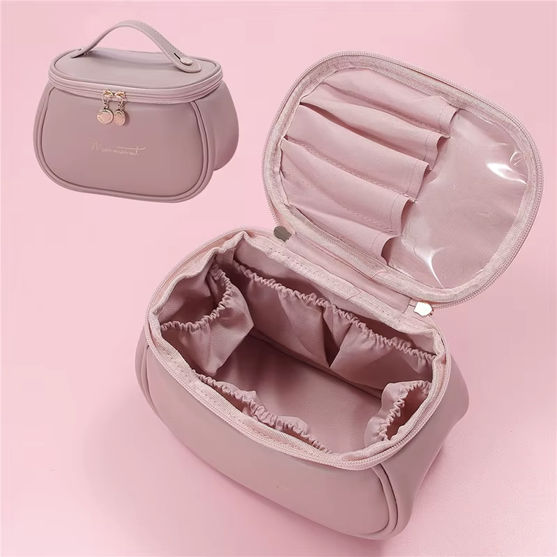 Trousse de Toilette en Cuir PU - Praticité & Grande Capacité