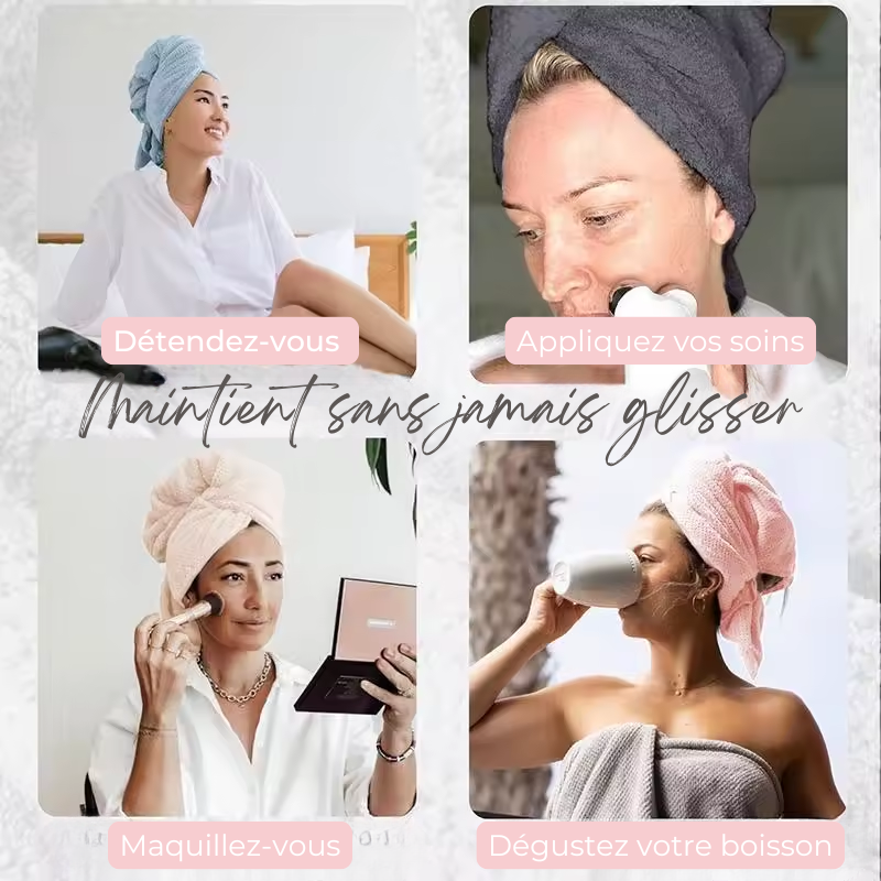 Turban de Bain Super Absorbant avec Bande Élastique - Séchage Express