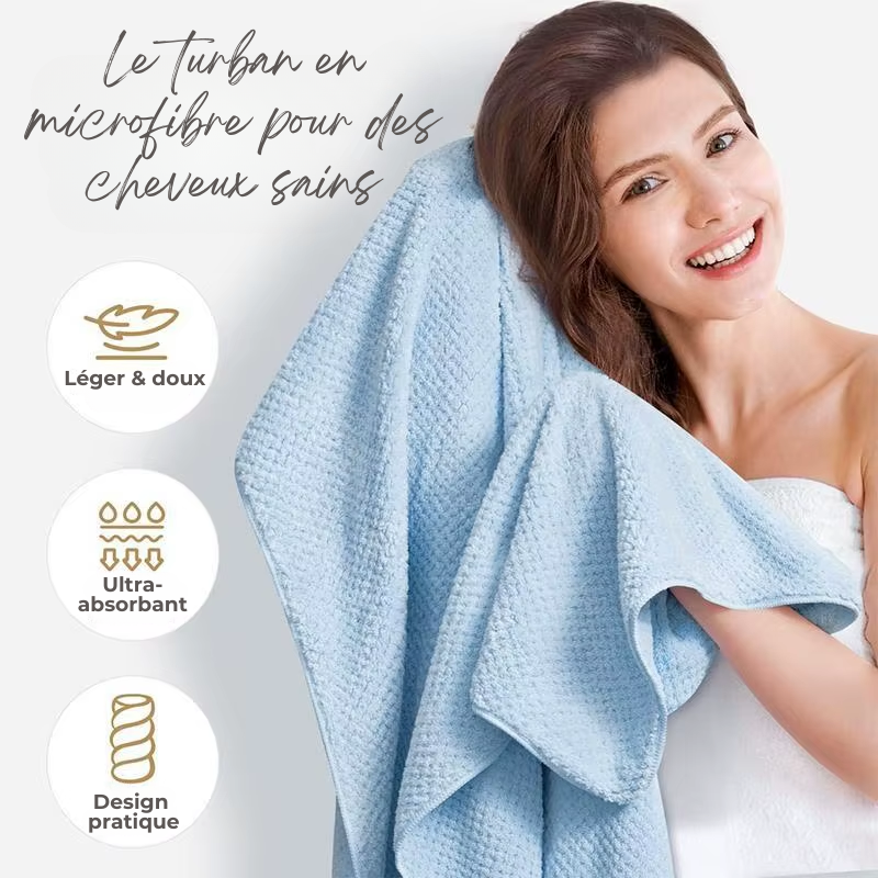 Turban de Bain Super Absorbant avec Bande Élastique - Séchage Express