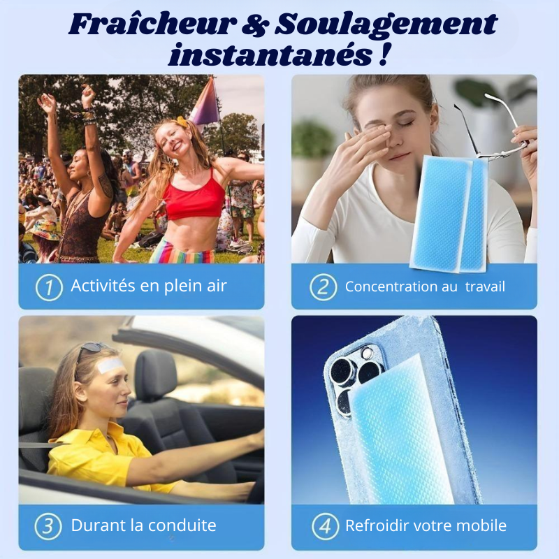 COOLING PATCHS - 90x Patchs rafraîchissants instantané auto-adhésifs