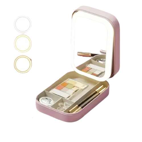 Boîte à Maquillage & Bijoux de Voyage avec Miroir LED