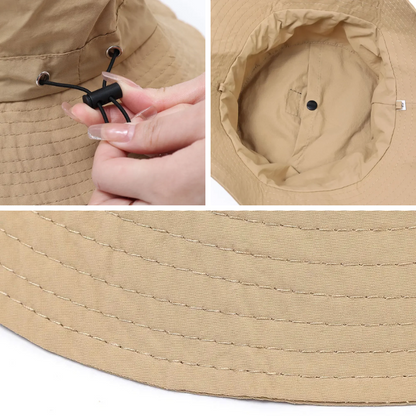 Chapeau de pêcheur à Cordon Pliable Anti-UV & Imperméable