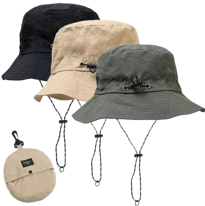 Chapeau de pêcheur à Cordon Pliable Anti-UV & Imperméable