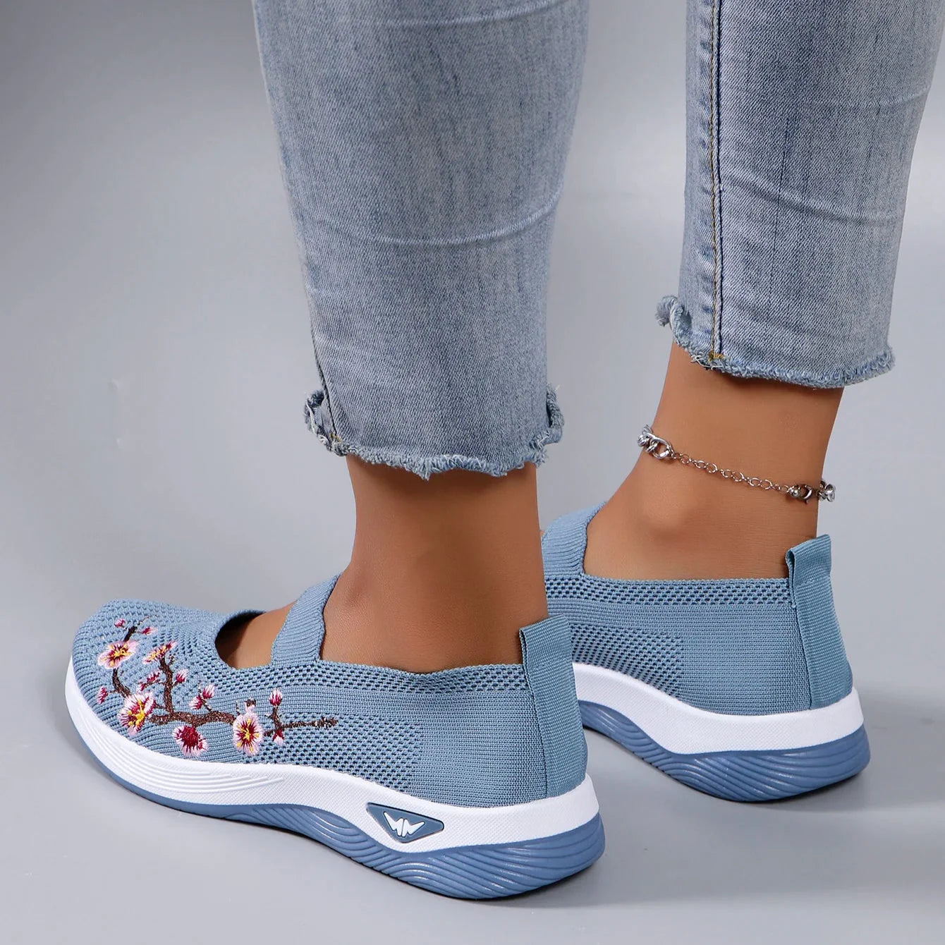 Mocassins en Maille avec Broderie Florale - Printemps