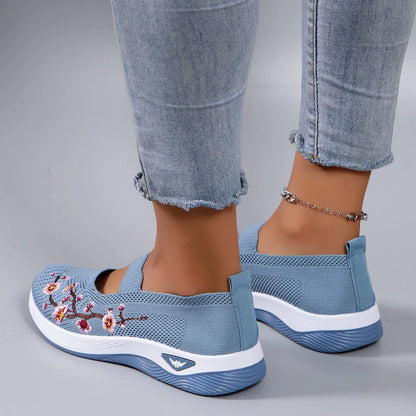 Mocassins en Maille avec Broderie Florale - Printemps