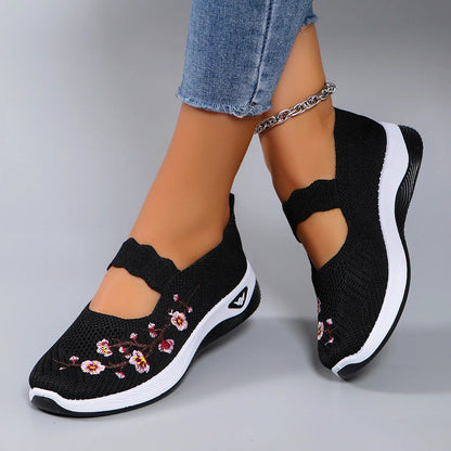 Mocassins en Maille avec Broderie Florale - Printemps
