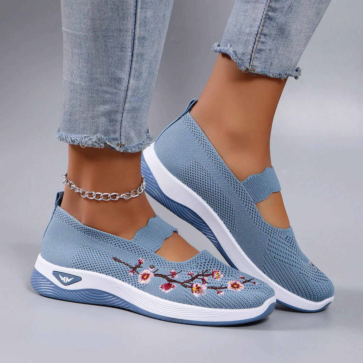 Mocassins en Maille avec Broderie Florale - Printemps