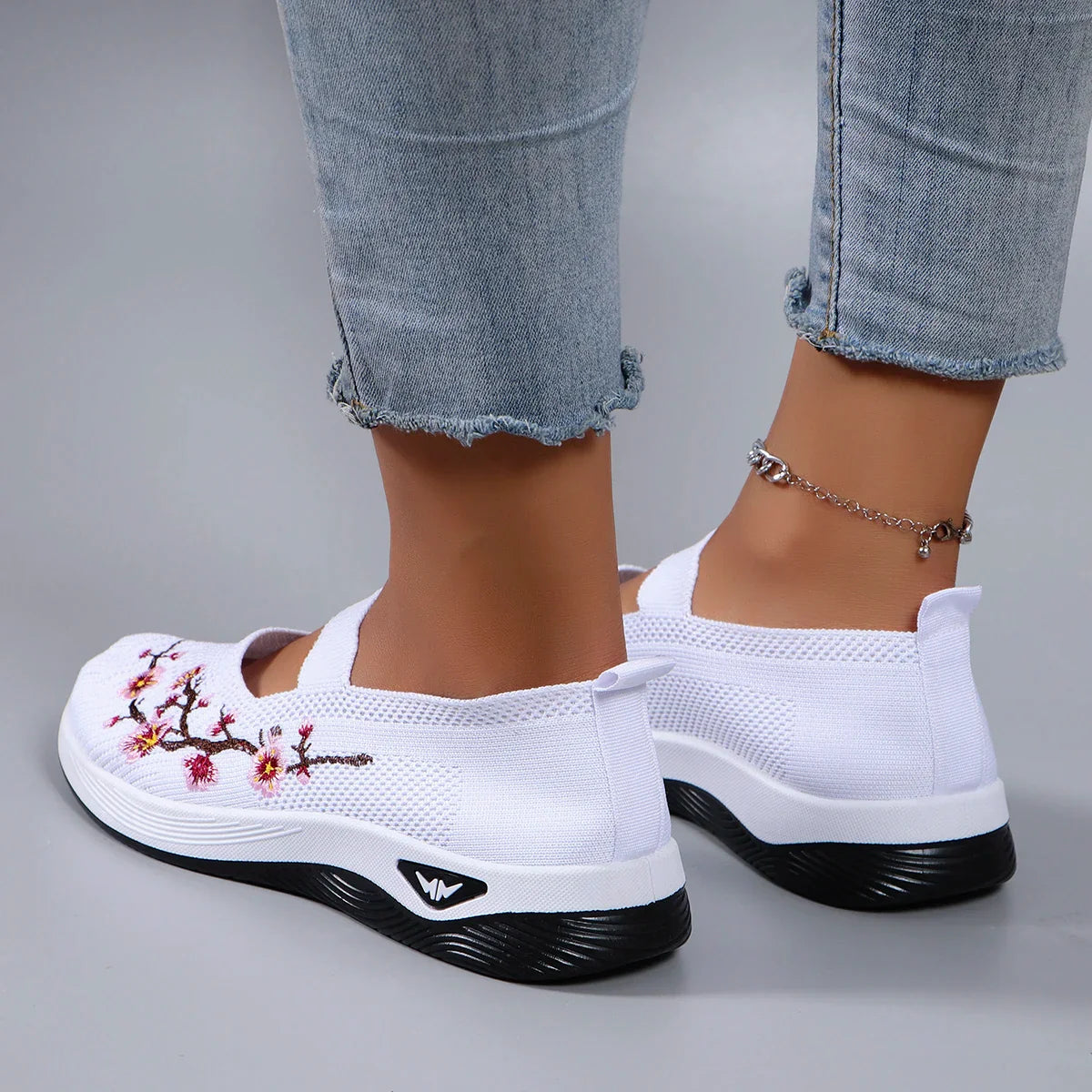 Mocassins en Maille avec Broderie Florale - Printemps