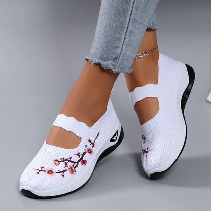 Mocassins en Maille avec Broderie Florale - Printemps