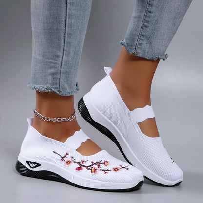 Mocassins en Maille avec Broderie Florale - Printemps